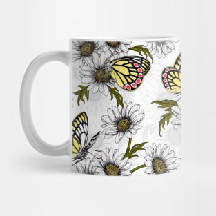 Jezebel butterflies and daisy flowers on white Mug